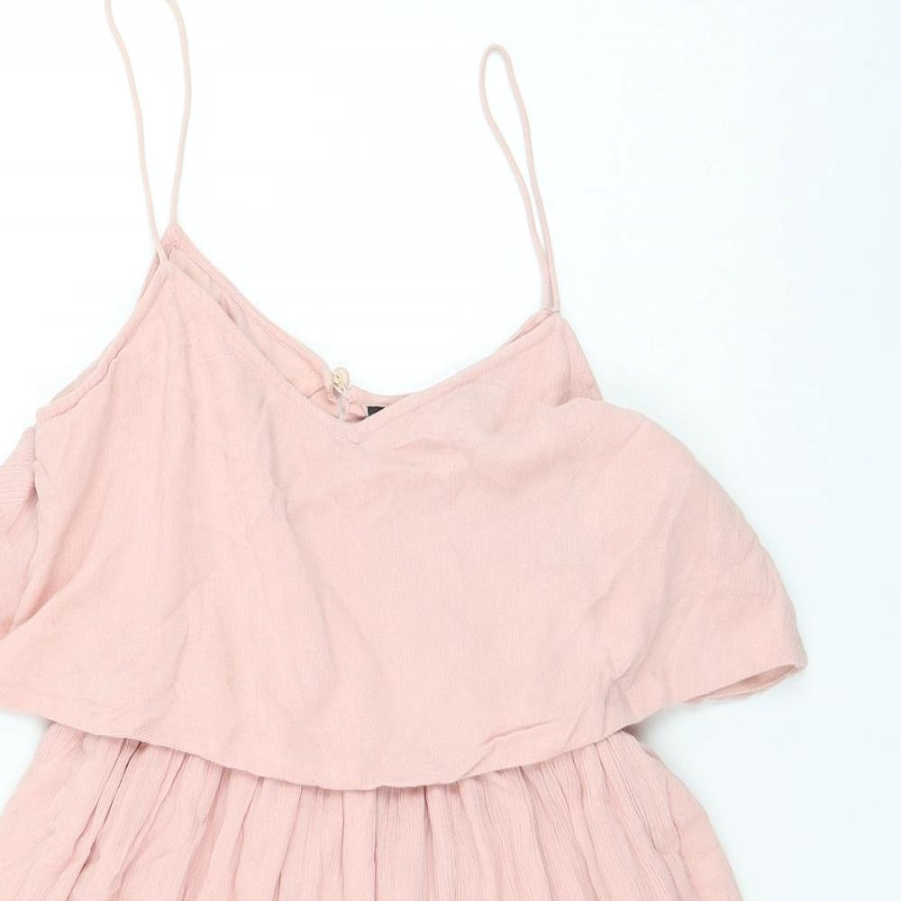 Topshop Womens Pink Viscose Basic Blouse Size 8 V-Neck