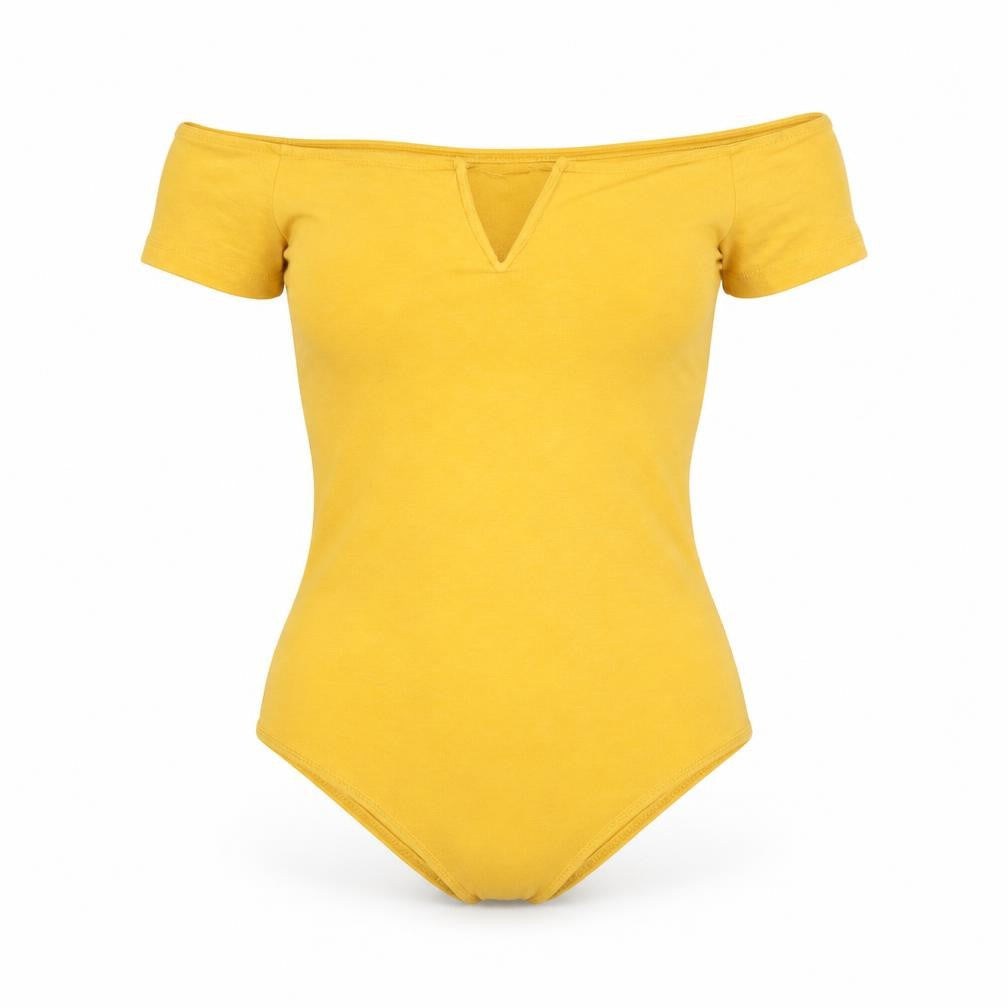 Primark Womens Yellow Cotton Bodysuit One-Piece Size 8 Snap