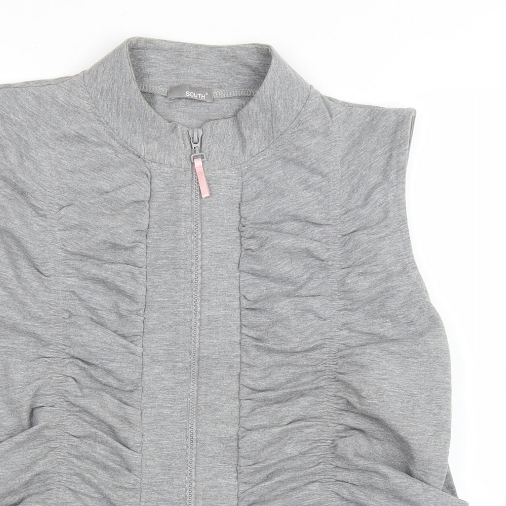 South Womens Grey Jacket Size 18 Zip - Ruched