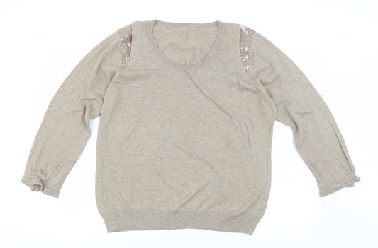 Dorothy Perkins Womens Brown Round Neck Acrylic Pullover Jumper Size 20