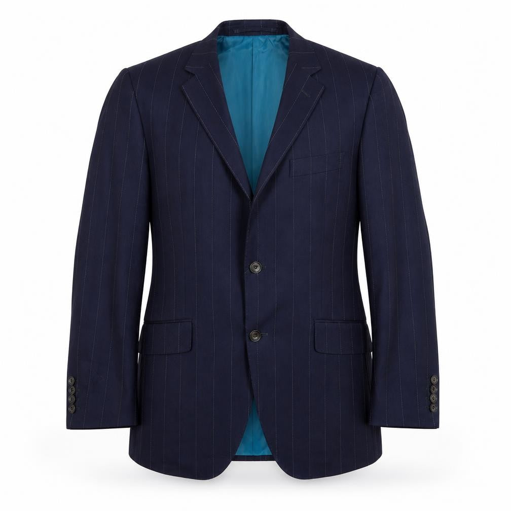 Marks and Space Mens Blue Striped Polyester Jacket Suit Jacket Size M