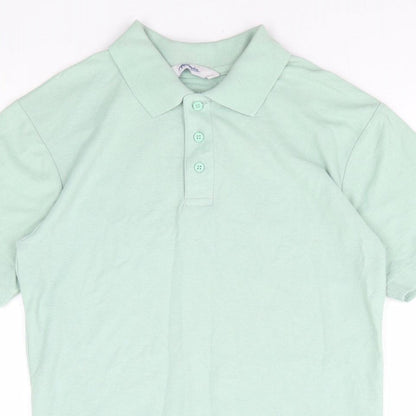 Alexandra Mens Green Polyester Polo Size S Collared Button