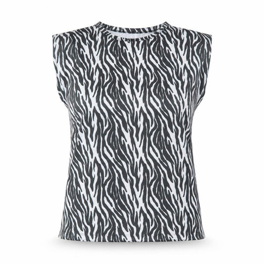 Boohoo Womens Black Animal Print Polyester Basic Tank Size 14 Round Neck - Zebra Print