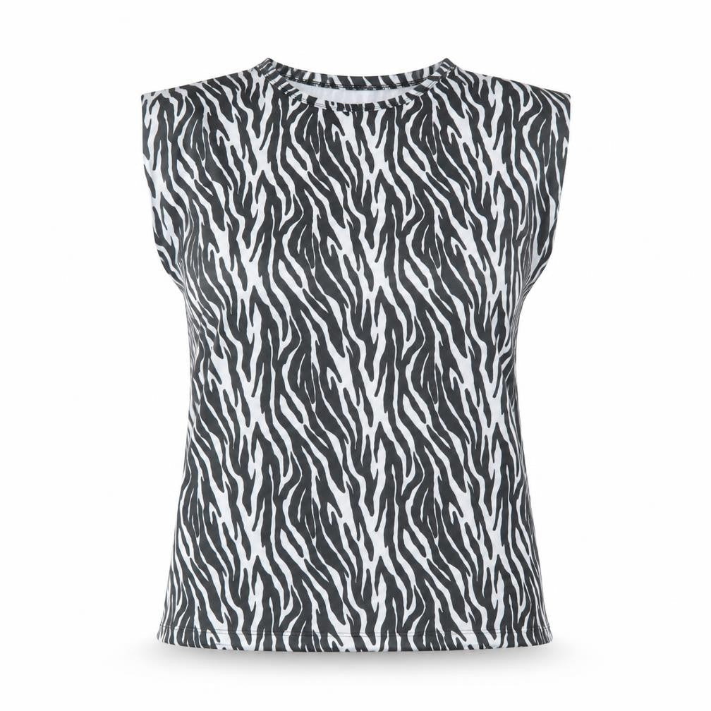 Boohoo Womens Black Animal Print Polyester Basic Tank Size 14 Round Neck - Zebra Print