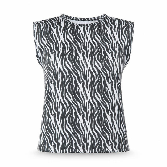 Boohoo Womens Black Animal Print Polyester Basic Tank Size 14 Round Neck - Zebra Print