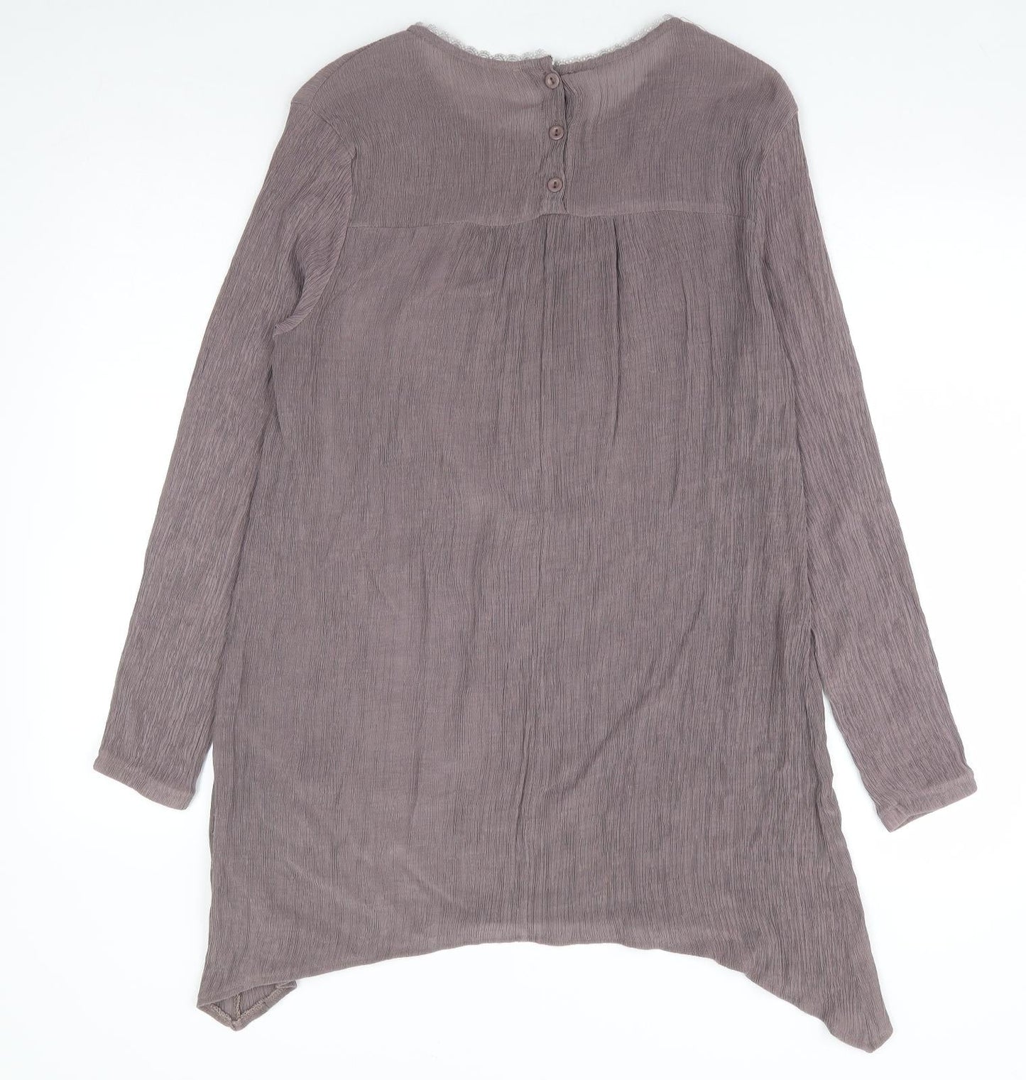 Preworn Womens Purple Polyester Tunic Blouse Size S Round Neck - Asymetric Plisse