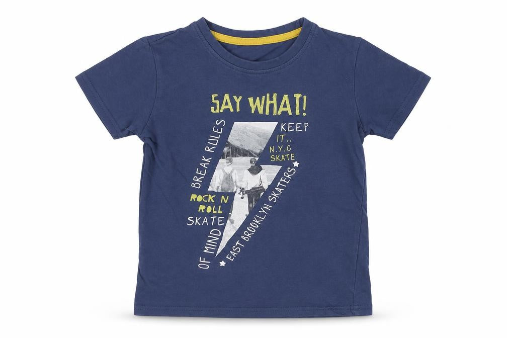 Dunnes Stores Boys Blue Cotton Basic T-Shirt Size 5 Years Round Neck Pullover - Skateboarding