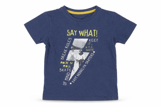 Dunnes Boys Blue Cotton Basic T-Shirt Size 5 Years Round Neck Pullover - Skateboarding
