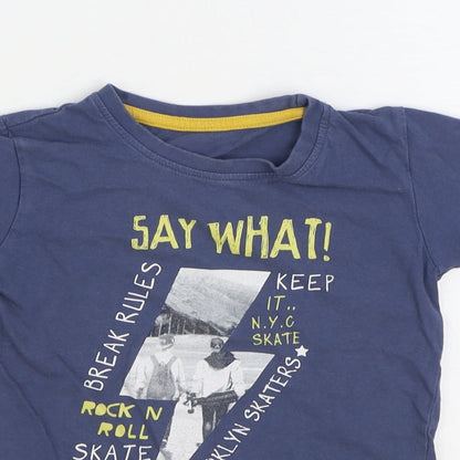 Dunnes Boys Blue Cotton Basic T-Shirt Size 5 Years Round Neck Pullover - Skateboarding