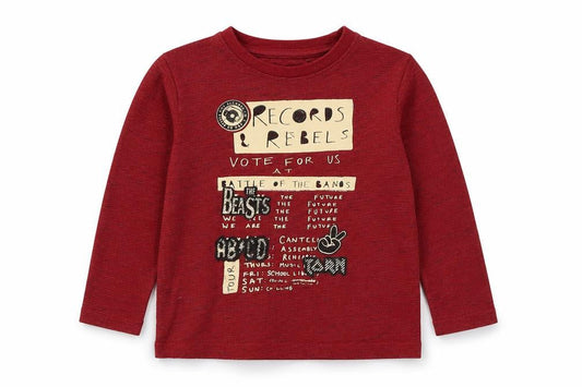 Losan Boys Red Cotton Basic T-Shirt Size 3 Years Round Neck Pullover - Records & Labels