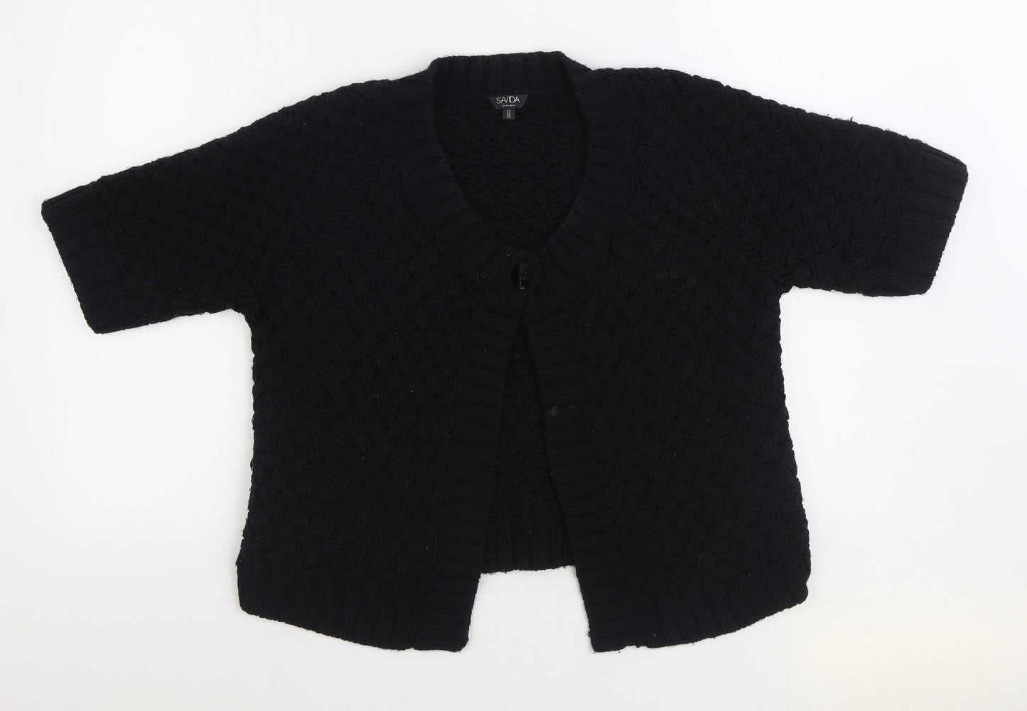 Savida Womens Black V-Neck Acrylic Cardigan Jumper Size 12
