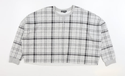 Primark Womens Grey Plaid Cotton Pullover Sweatshirt Size XL Pullover - Cropped