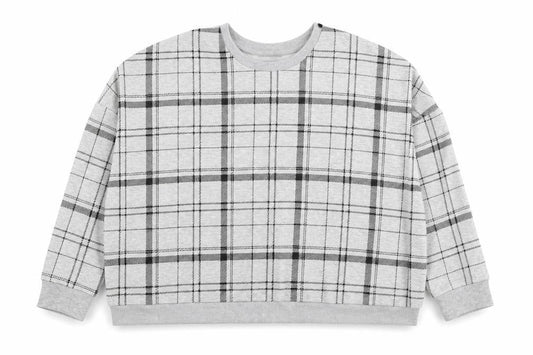 Primark Womens Grey Plaid Cotton Pullover Sweatshirt Size XL Pullover - Cropped