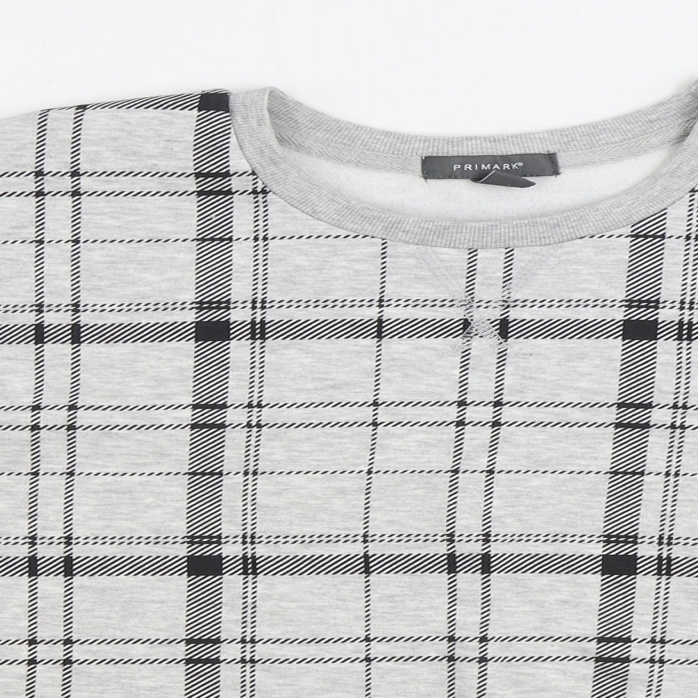 Primark Womens Grey Plaid Cotton Pullover Sweatshirt Size XL Pullover - Cropped
