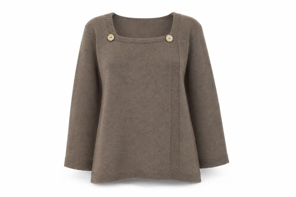 Bassini Womens Brown Square Neck Acrylic Pullover Jumper Size M