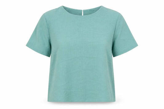 Preworn Womens Green Polyester Basic Blouse Size 24 Round Neck