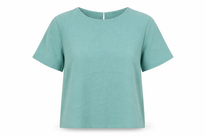 Preworn Womens Green Polyester Basic Blouse Size 24 Round Neck