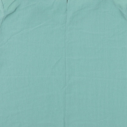 Preworn Womens Green Polyester Basic Blouse Size 24 Round Neck