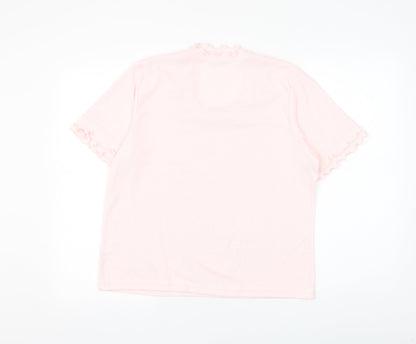 Emreco Womens Pink Polyester Basic T-Shirt Size 18 Scoop Neck - Lettuce Hem