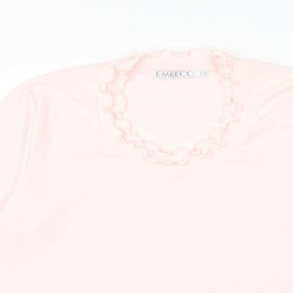 Emreco Womens Pink Polyester Basic T-Shirt Size 18 Scoop Neck - Lettuce Hem