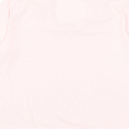 Emreco Womens Pink Polyester Basic T-Shirt Size 18 Scoop Neck - Lettuce Hem
