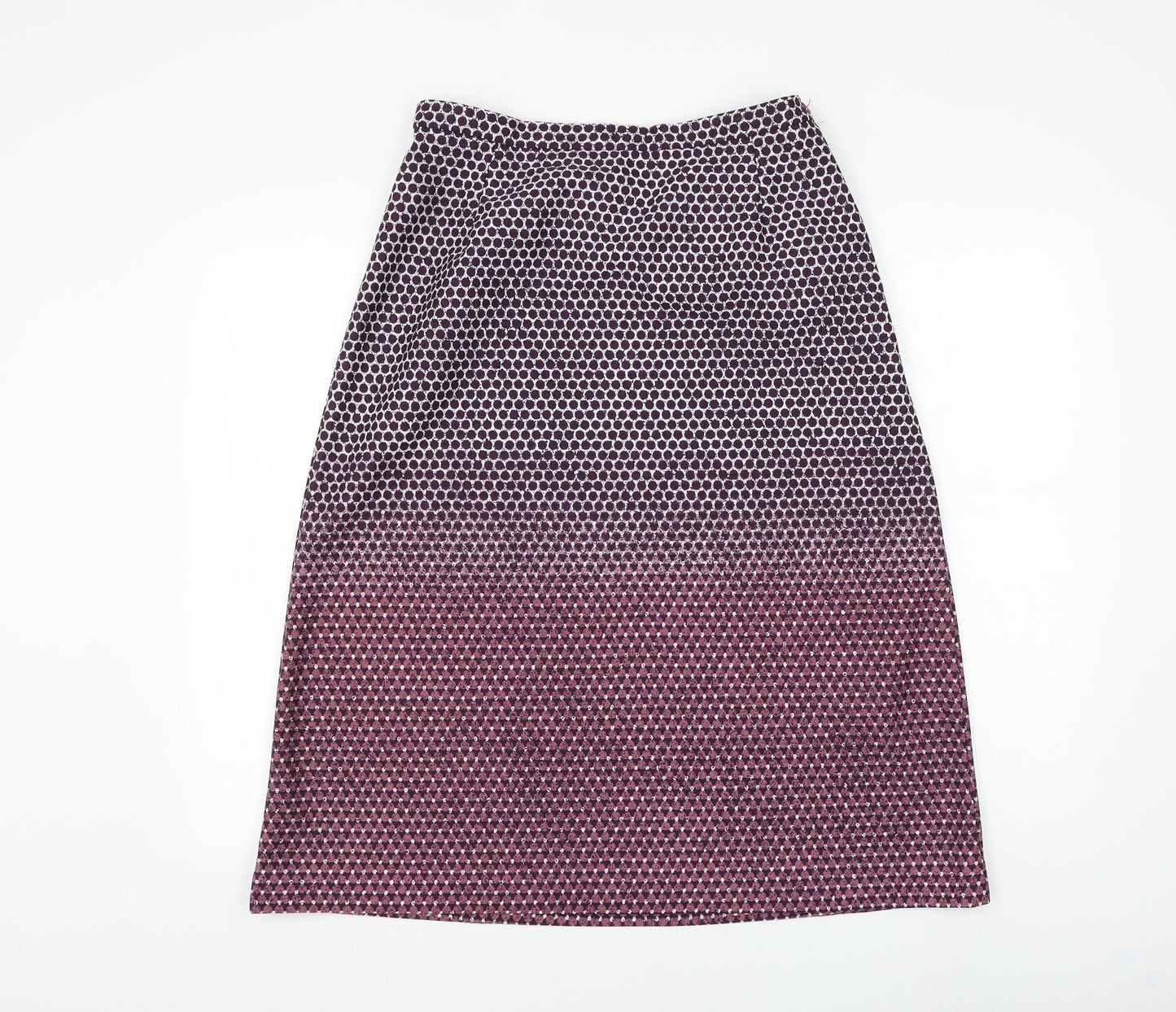 Preworn Womens Purple Geometric Polyester A-Line Skirt Size 32 in Zip