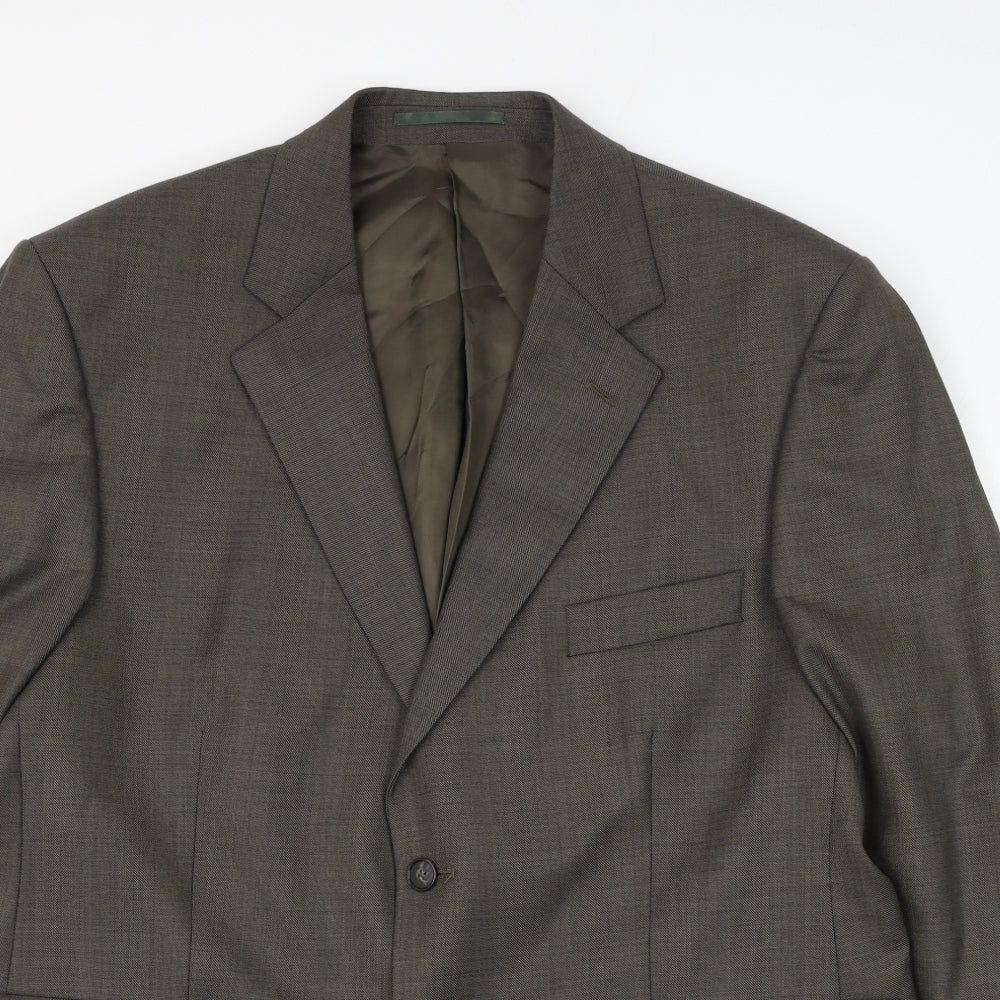 Pinstripe Mens Green Wool Jacket Suit Jacket Size 44