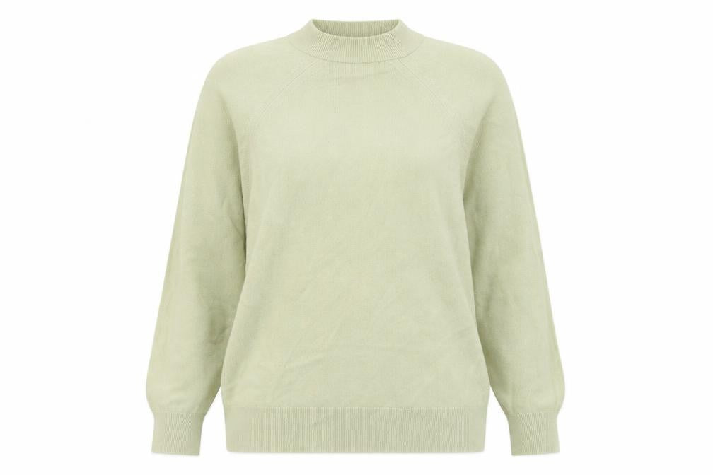 Preworn Womens Green Mock Neck Polyester Pullover Jumper Size L