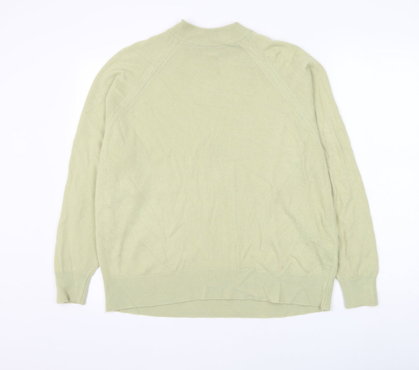 Preworn Womens Green Mock Neck Polyester Pullover Jumper Size L