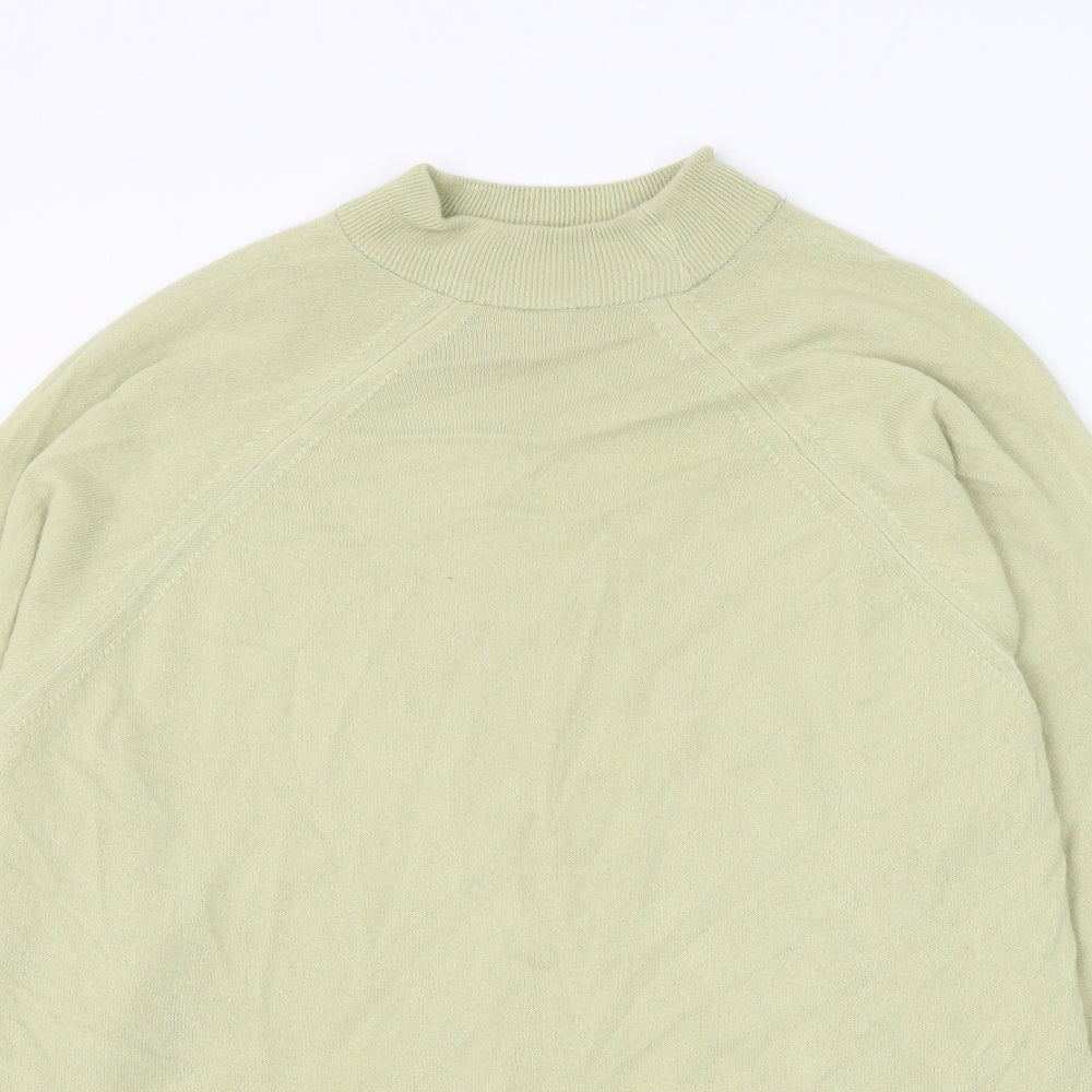 Preworn Womens Green Mock Neck Polyester Pullover Jumper Size L