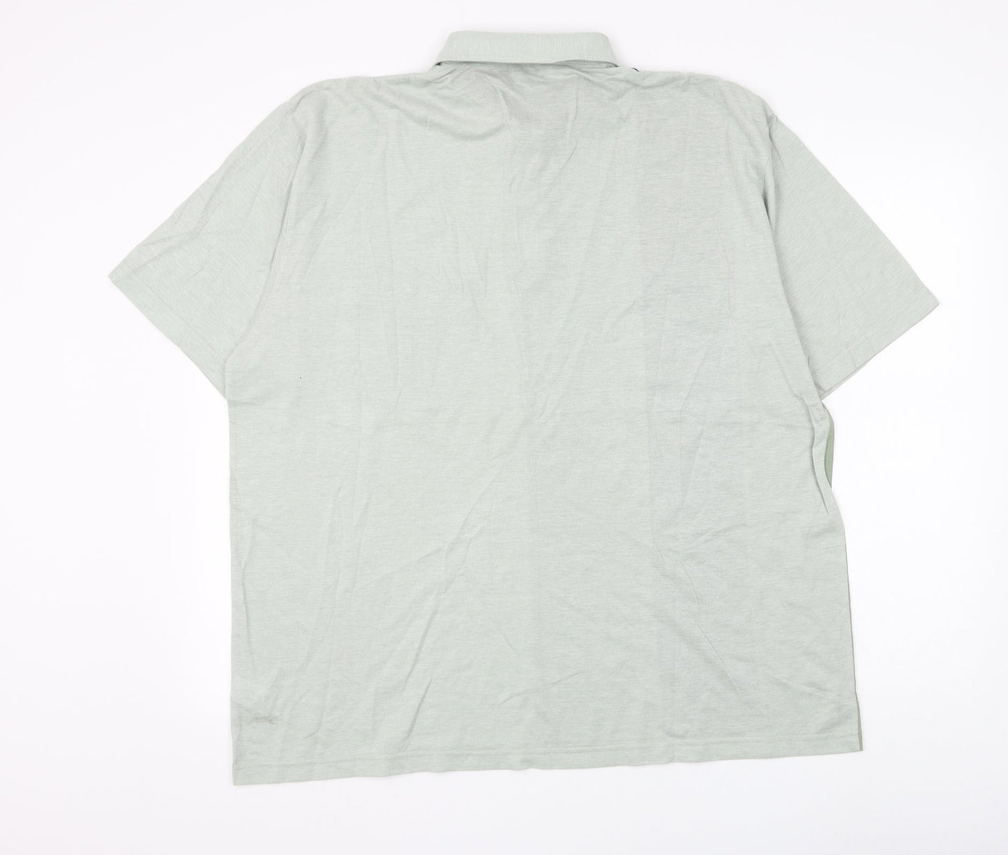 Berkertex Mens Green Colourblock Cotton Polo Size XL Collared Button