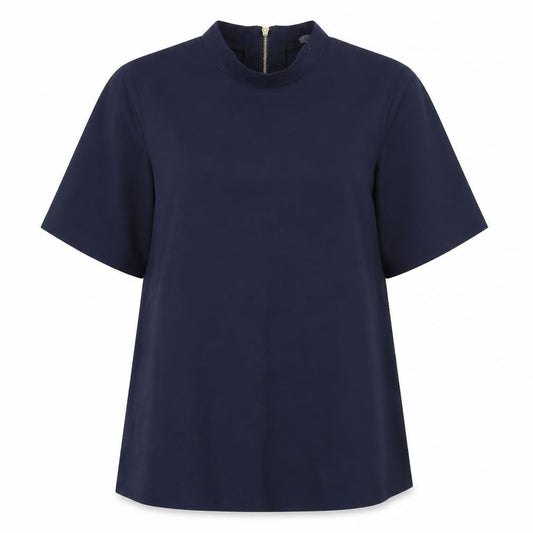 F&F Womens Blue Polyester Basic Blouse Size 8 High Neck