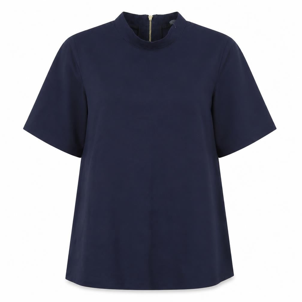 F&F Womens Blue Polyester Basic Blouse Size 8 High Neck