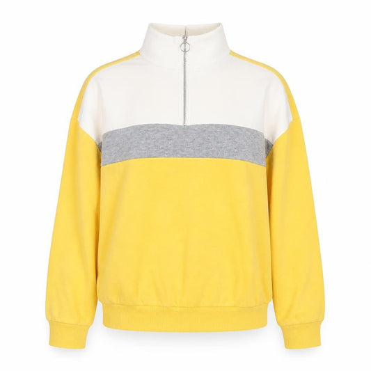 New Look Womens Yellow Cotton Pullover Sweatshirt Size 10 Zip