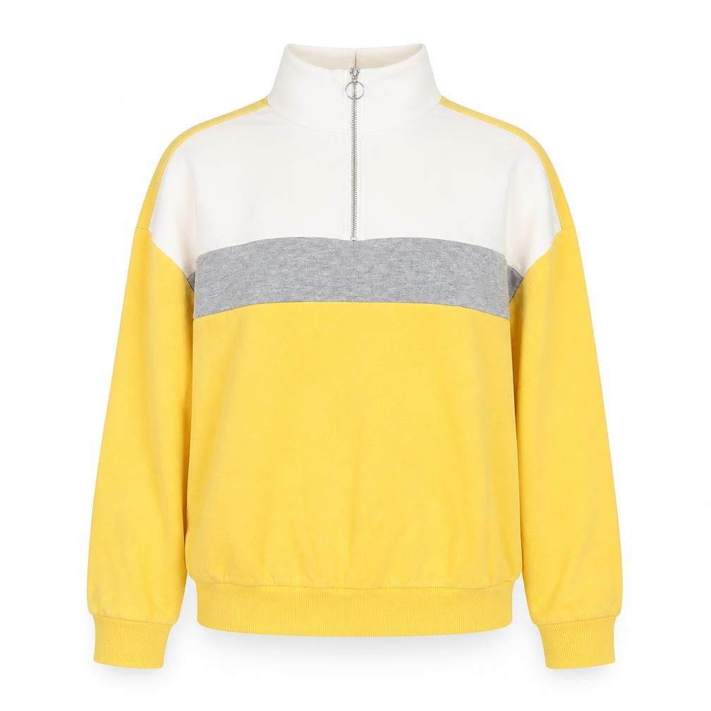 New Look Womens Yellow Cotton Pullover Sweatshirt Size 10 Zip