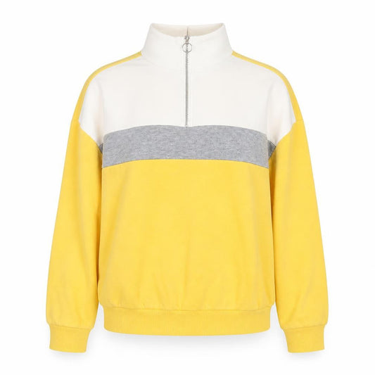 New Look Womens Yellow Cotton Pullover Sweatshirt Size 10 Zip