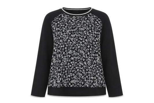 Atmosphere Womens Black Floral Polyester Basic Blouse Size 6 Round Neck