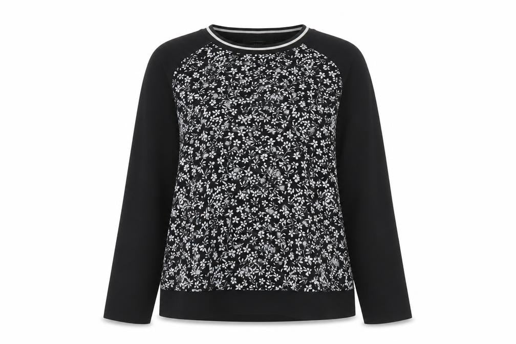Atmosphere Womens Black Floral Polyester Basic Blouse Size 6 Round Neck