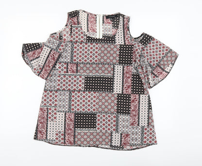 Atmosphere Womens Multicoloured Geometric Polyester Basic Blouse Size 6 Round Neck