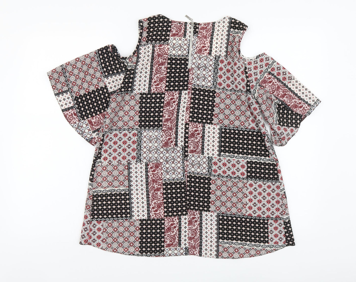 Atmosphere Womens Multicoloured Geometric Polyester Basic Blouse Size 6 Round Neck