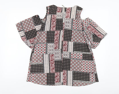 Atmosphere Womens Multicoloured Geometric Polyester Basic Blouse Size 6 Round Neck