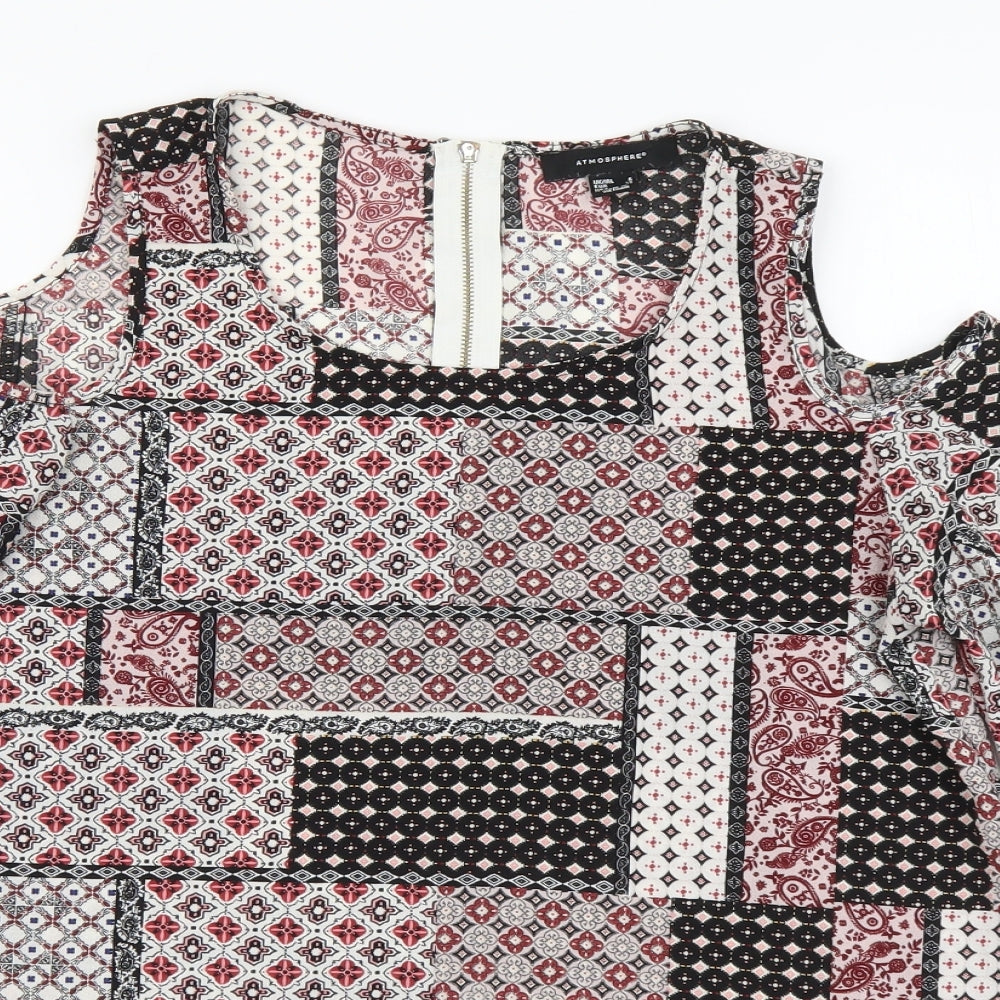 Atmosphere Womens Multicoloured Geometric Polyester Basic Blouse Size 6 Round Neck