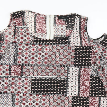 Atmosphere Womens Multicoloured Geometric Polyester Basic Blouse Size 6 Round Neck