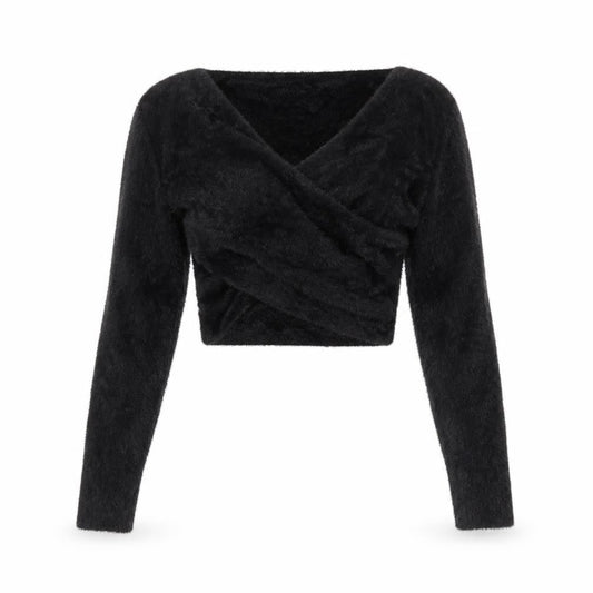 SHEIN Womens Black V-Neck Nylon Pullover Jumper Size M
