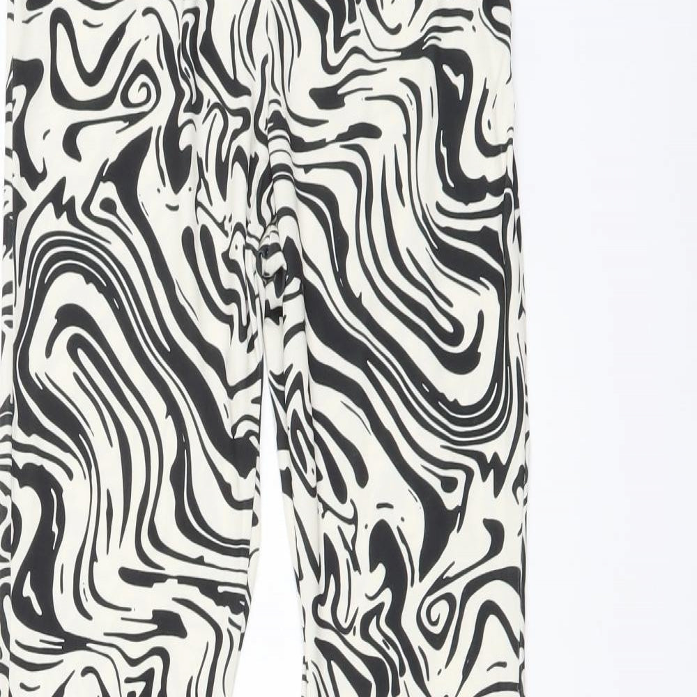 Nasty Gal Womens Black Animal Print Polyester Trousers Size 6 L33 in Regular Buckle - Zebra print
