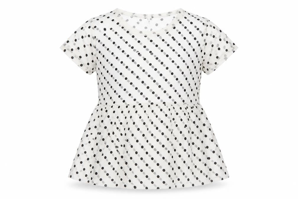 Primark Womens White Polka Dot Polyester Basic Blouse Size M Round Neck