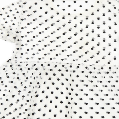 Primark Womens White Polka Dot Polyester Basic Blouse Size M Round Neck