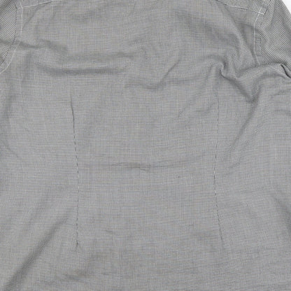 Next Mens Black Herringbone Polyester Button-Up Size 17 Collared Button