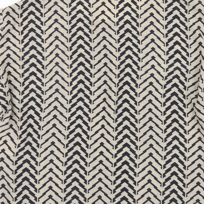 Quiz Womens Beige Geometric Polyester Basic Blouse Size 8 Round Neck
