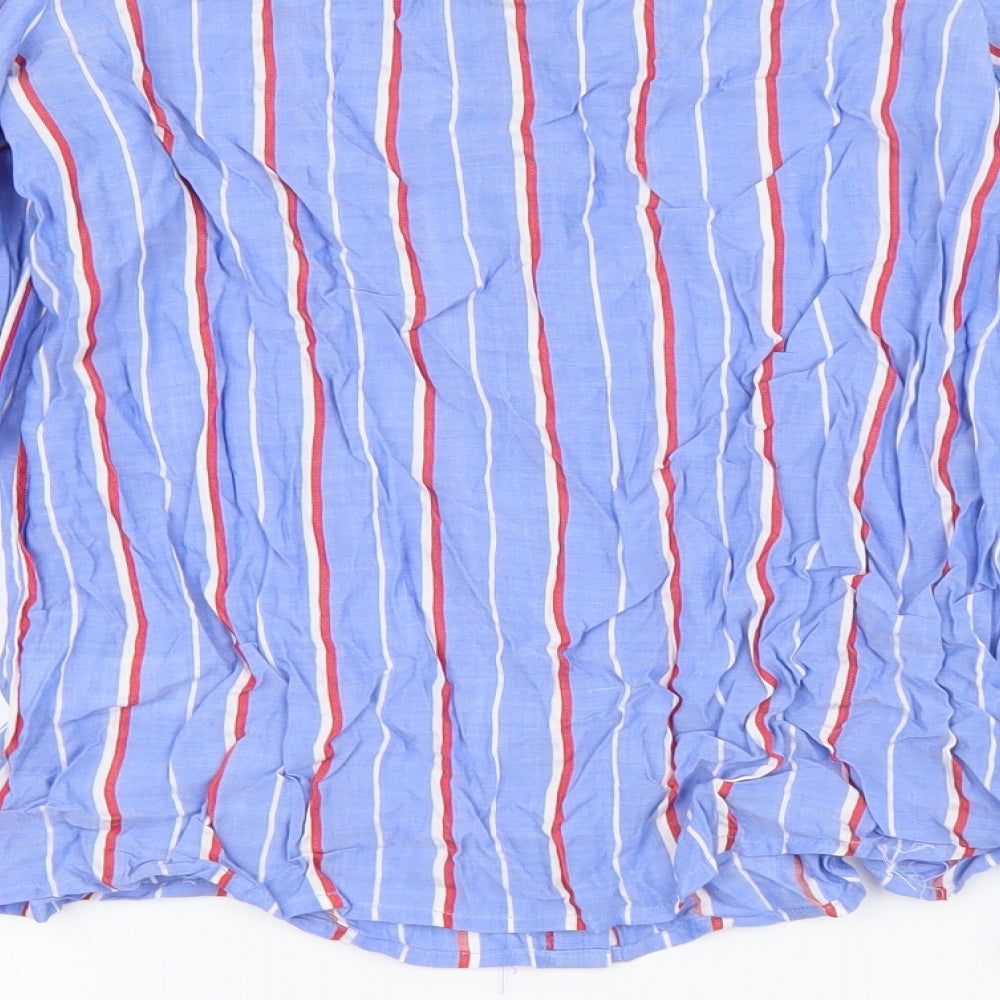 Atmosphere Womens Blue Striped Viscose Basic Blouse Size 8 Off the Shoulder
